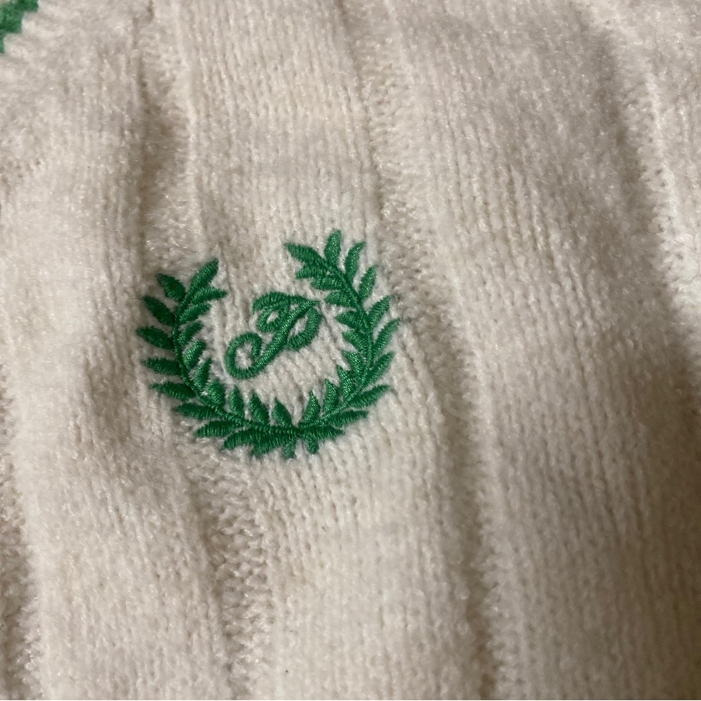 Pink Victoria secret Ivory Knit V-Neck Tennis Sweater Vest with Green Trim - Picture 8 of 8